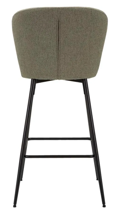 Set da 2 Sgabello alto con schienale imbottito rivestito in tessuto cm 52x59x108h - vari colori