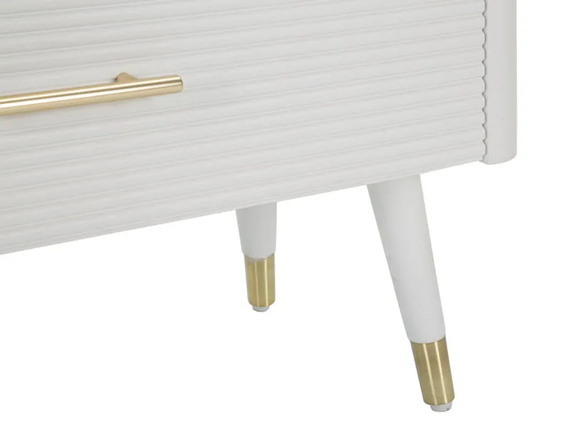 Comò 3 cassetti moderno in legno bianco maniglie oro top naturale cm 78x37x80h