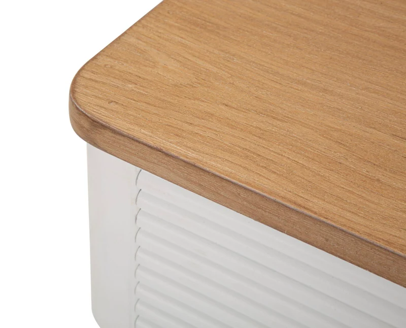Comodino alto da camera 1 cassetto in legno bianco e naturale cm 45x32x62h