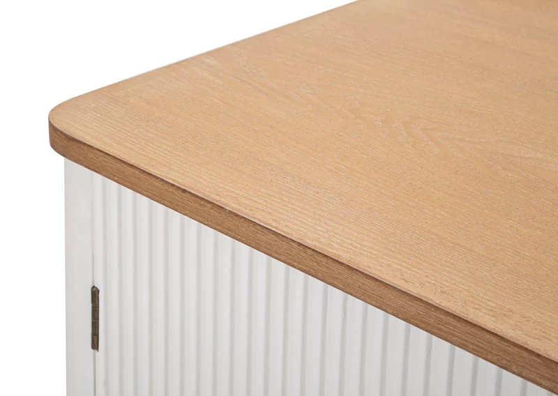Mobile credenza in legno bianco top naturale maniglie oro cm 117x37x90h