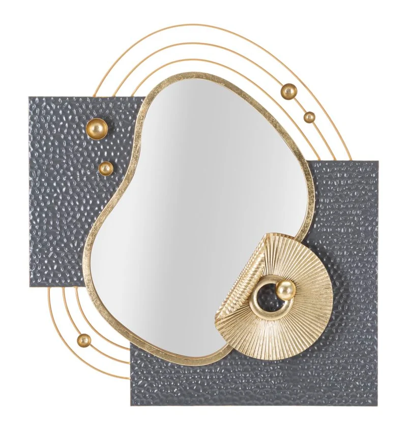 Specchio design da parete pannello decorativo astratto in metallo cm 72x7x80h