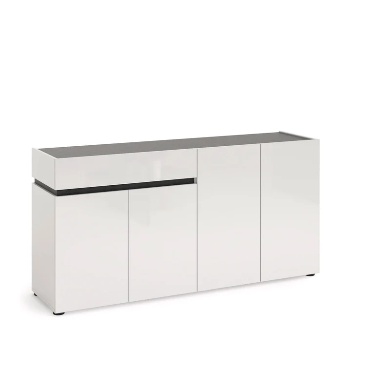 Madia design 4 ante e cassetto bianco con inserti ardesia cm 160x42x80h