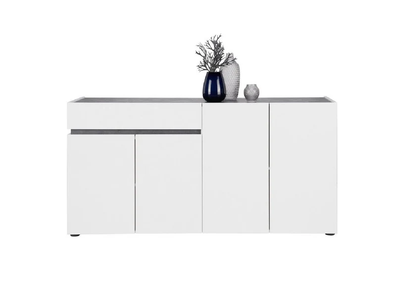 Madia design 4 ante e cassetto bianco con inserti ardesia cm 160x42x80h