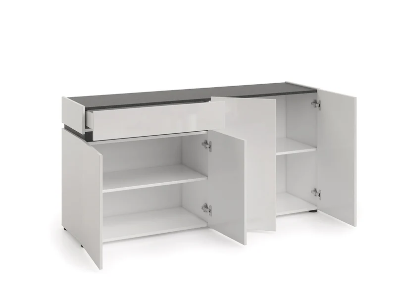 Madia design 4 ante e cassetto bianco con inserti ardesia cm 160x42x80h