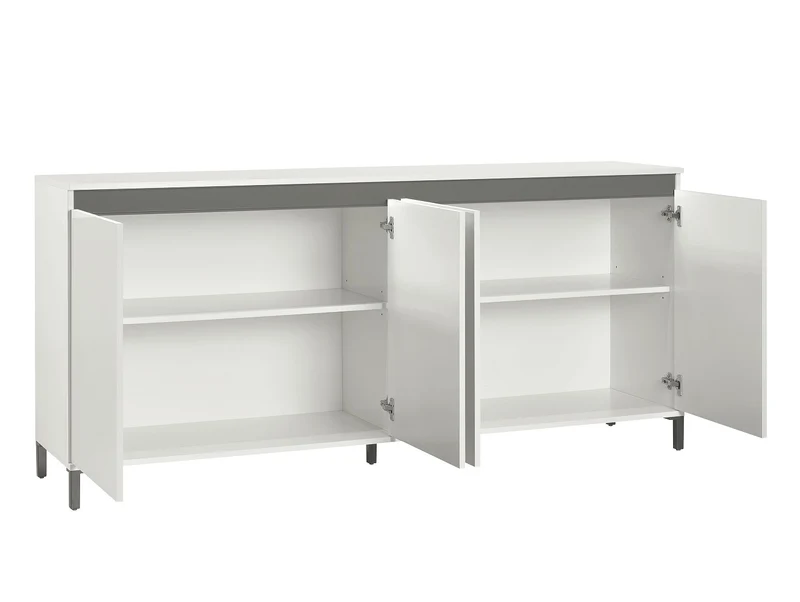 Madia lunga moderna 4 ante colore bianco lucido cm 184x40x84h - vari colori