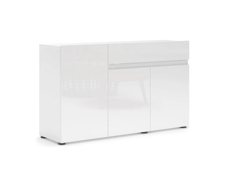 Mobile living moderno 3 ante e cassetto colore bianco lucido cm 135x38x79h