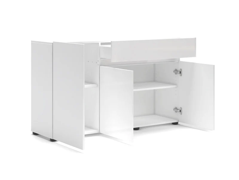 Mobile living moderno 3 ante e cassetto colore bianco lucido cm 135x38x79h
