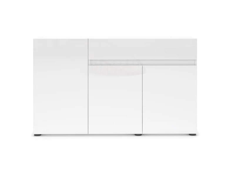 Mobile living moderno 3 ante e cassetto colore bianco lucido cm 135x38x79h