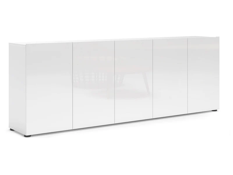 Madia lunga buffet moderno 5 ante colore bianco lucido cm 225x38x79h