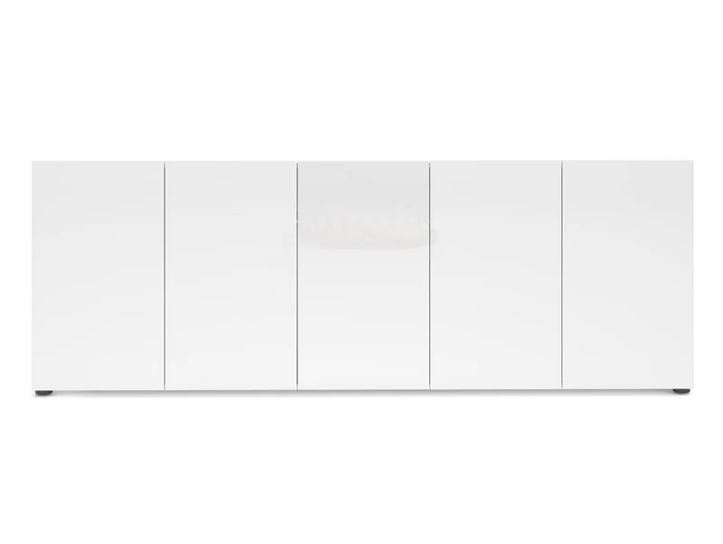 Madia lunga buffet moderno 5 ante colore bianco lucido cm 225x38x79h