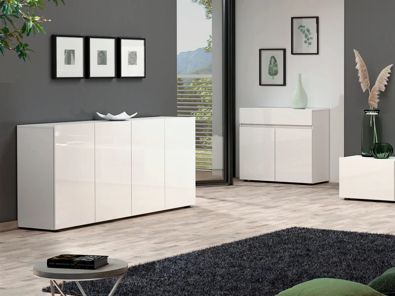 Madia design living 4 ante colore bianco lucido cm 180x38x79h