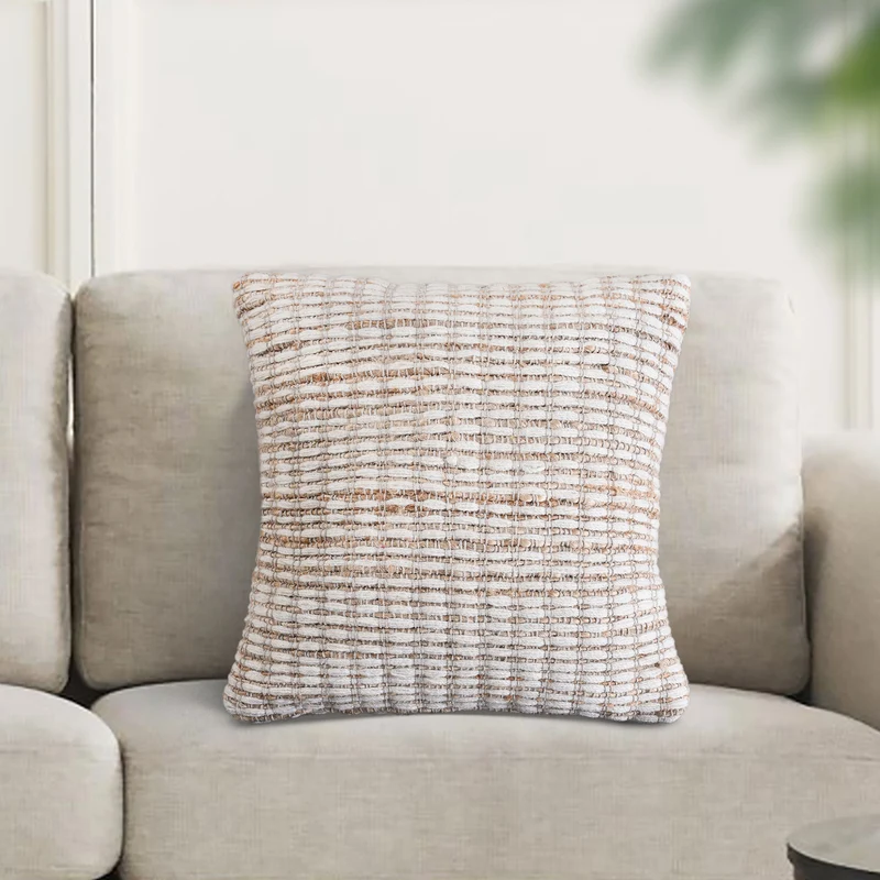 Cuscino decorativo in lana tessuta avorio 45x45 cm - GALIRRON