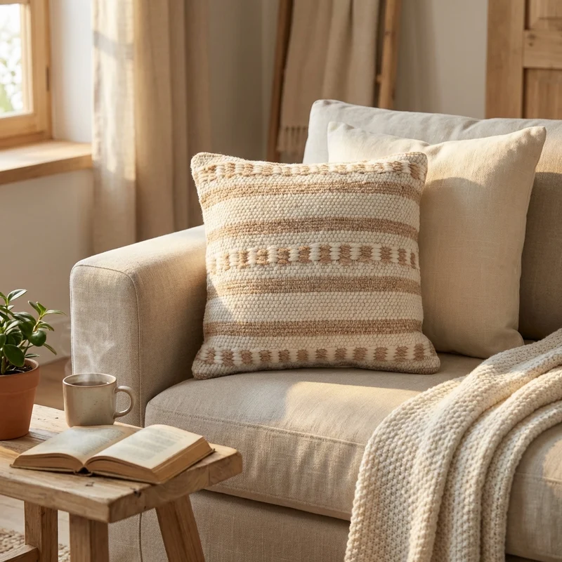 Cuscino decorativo in lana tessuta a righe 45x45 cm - PERULDOR