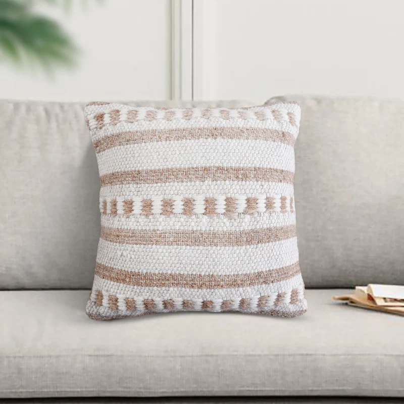 Cuscino decorativo in lana tessuta a righe 45x45 cm - PERULDOR