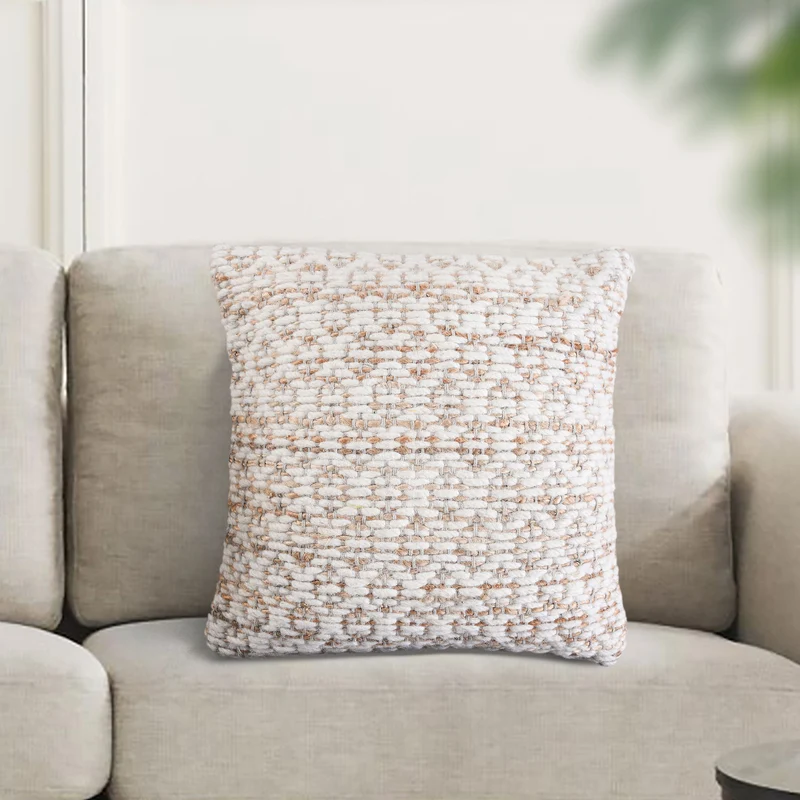 Cuscino decorativo in lana intrecciata avorio 45x45 cm - NORENLEN