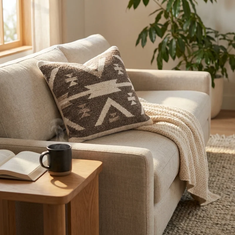 Cuscino decorativo in lana con motivi geometrici etnici 45x45 cm - ORORRIC