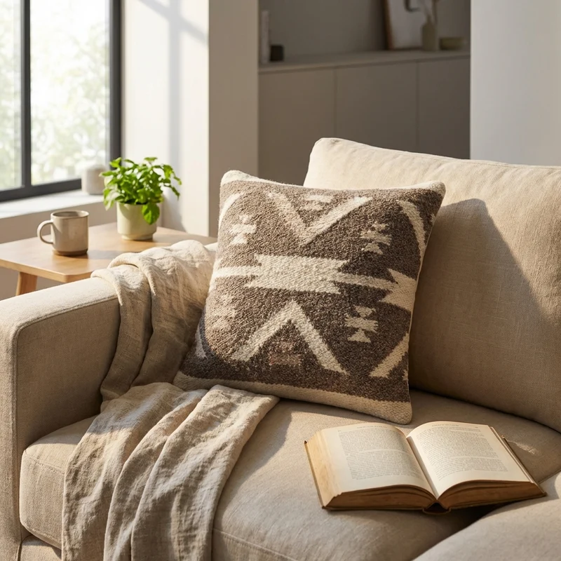 Cuscino decorativo in lana con motivi geometrici etnici 45x45 cm - ORORRIC