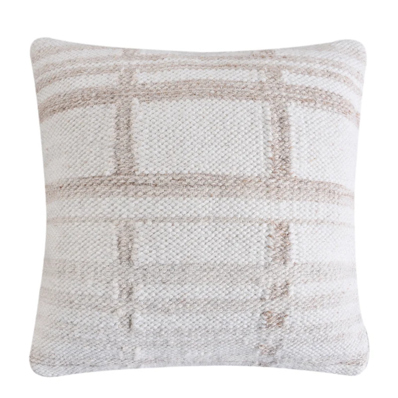 Cuscino decorativo in lana con motivo a quadri 45x45 cm - ALUNMOND