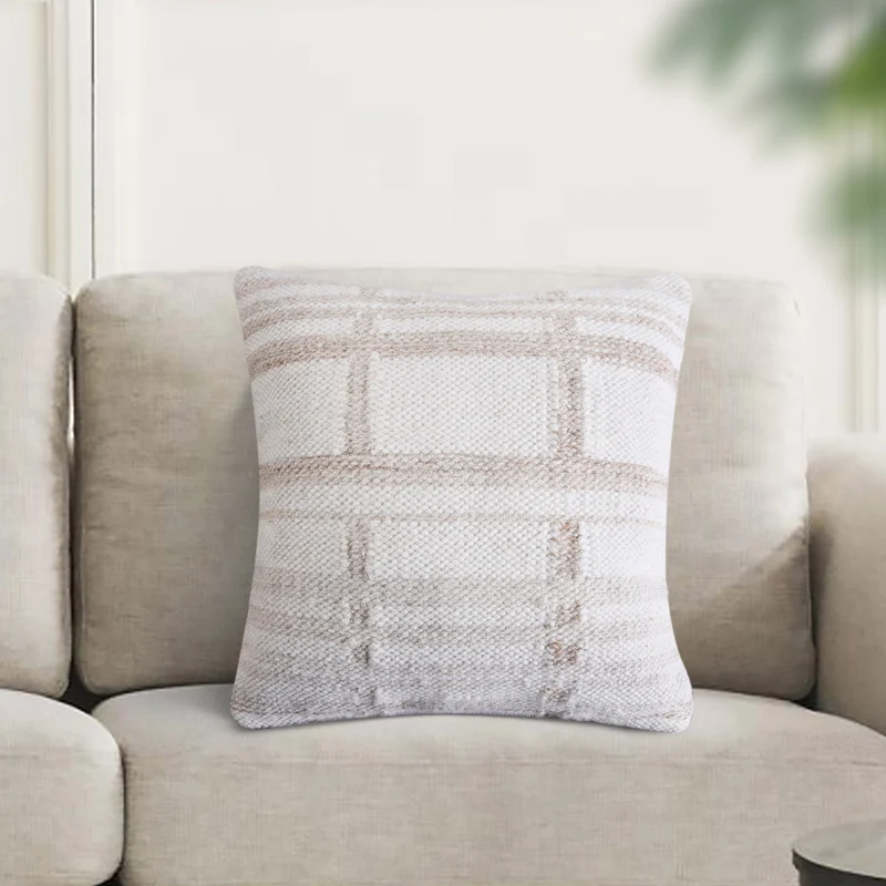 Cuscino decorativo in lana con motivo a quadri 45x45 cm - ALUNMOND