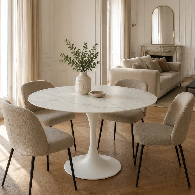 Tavolo rotondo Velor in ceramica e metallo