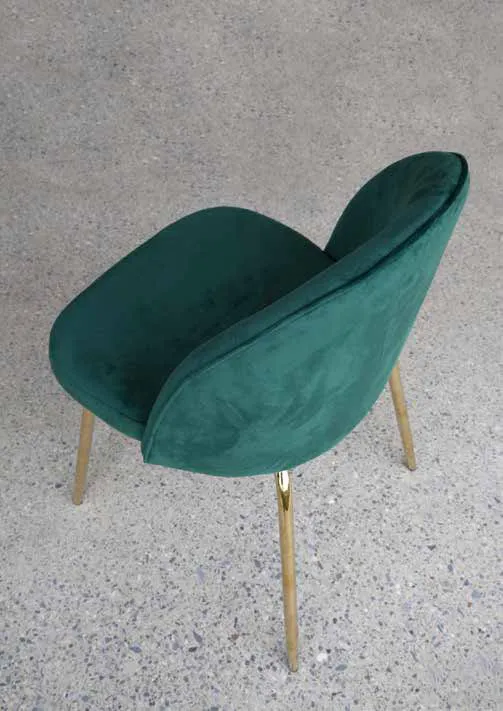 Lulù - Set da 4 Sedia moderna in velluto gambe ottone lucido cm 51x54x81h - vari colori
