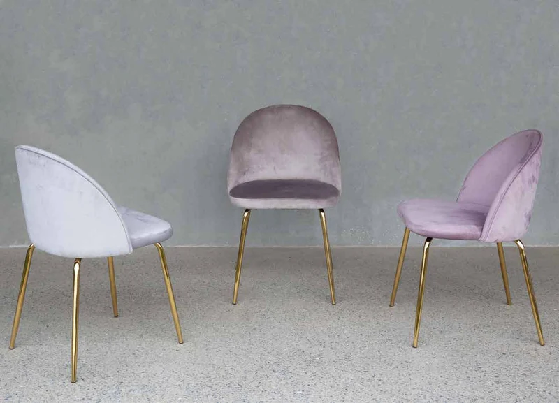 Lulù - Set da 4 Sedia moderna in velluto gambe ottone lucido cm 51x54x81h - vari colori