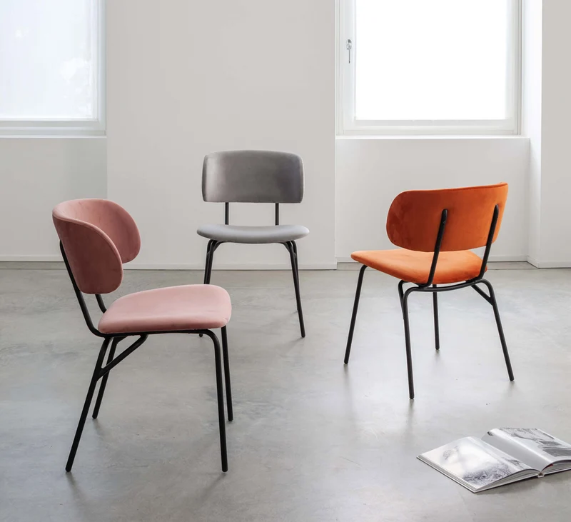 Juliette - Set da 2 Sedia living in velluto struttura in metallo cm 51x57x78h - vari colori