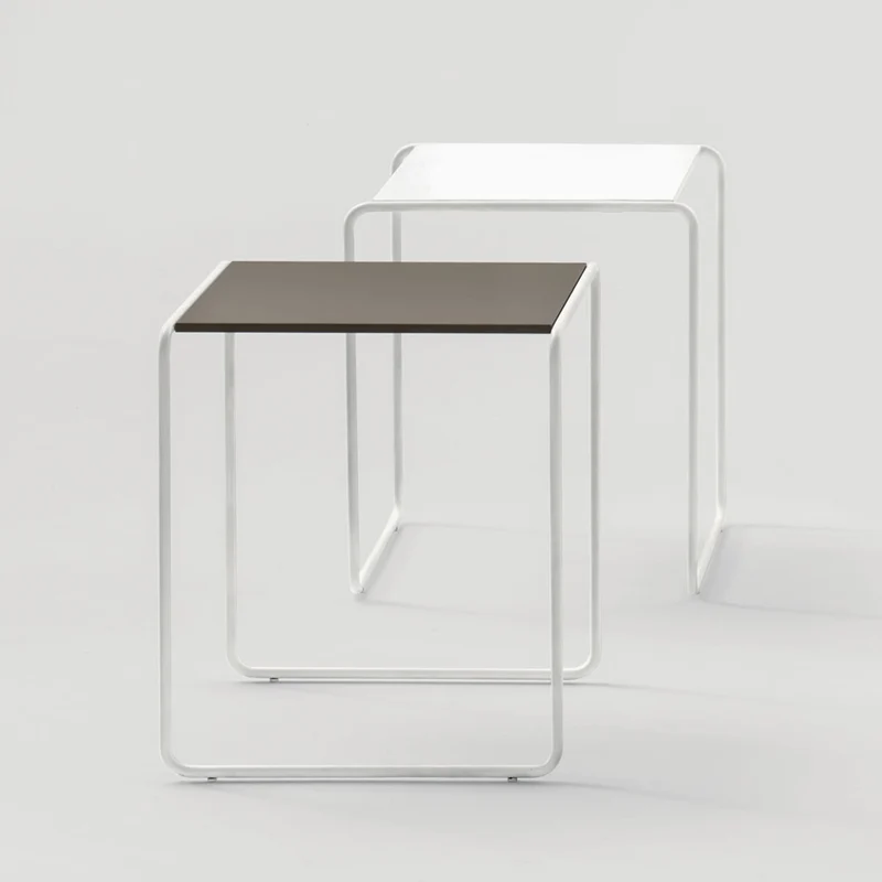 Tavolino quadrato da salotto in metallo piano in legno cm 43x43x45h - vari colori