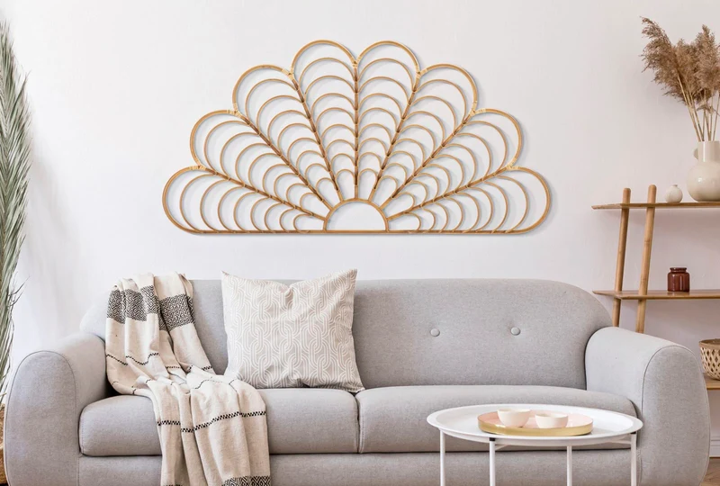 Pannello da parete decorativo in metallo effetto bambù cm 160x2x80h