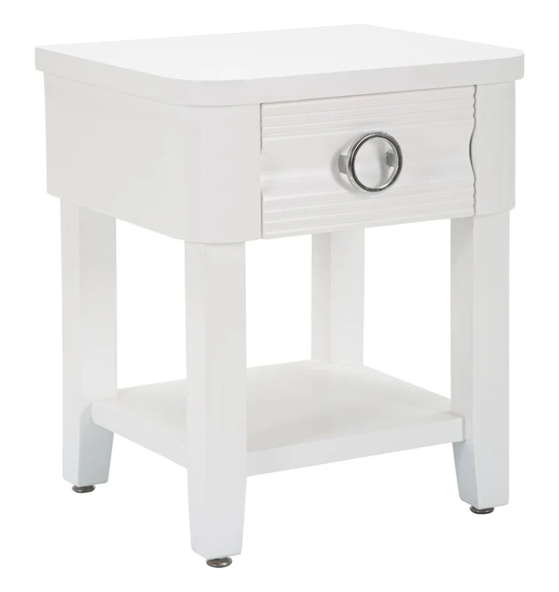 Comodino alto con cassetto e ripiano in legno colore bianco cm 45x40x54h