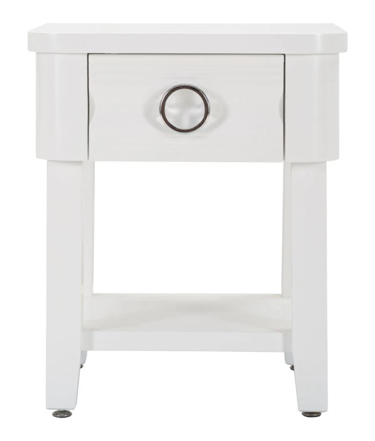 Comodino alto con cassetto e ripiano in legno colore bianco cm 45x40x54h