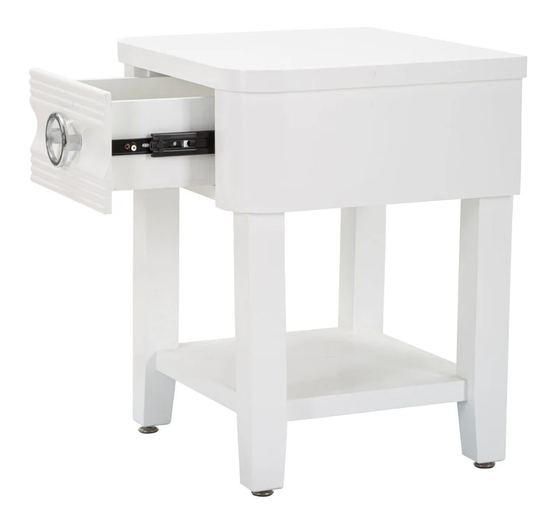 Comodino alto con cassetto e ripiano in legno colore bianco cm 45x40x54h