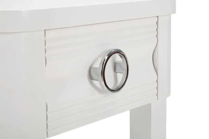 Comodino alto con cassetto e ripiano in legno colore bianco cm 45x40x54h