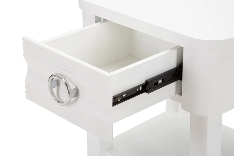 Comodino alto con cassetto e ripiano in legno colore bianco cm 45x40x54h
