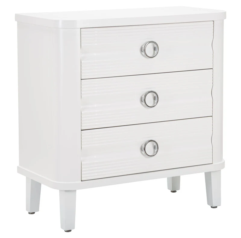 Cassettiera da camera comò 3 cassetti moderno in legno bianco cm 81x40x84h