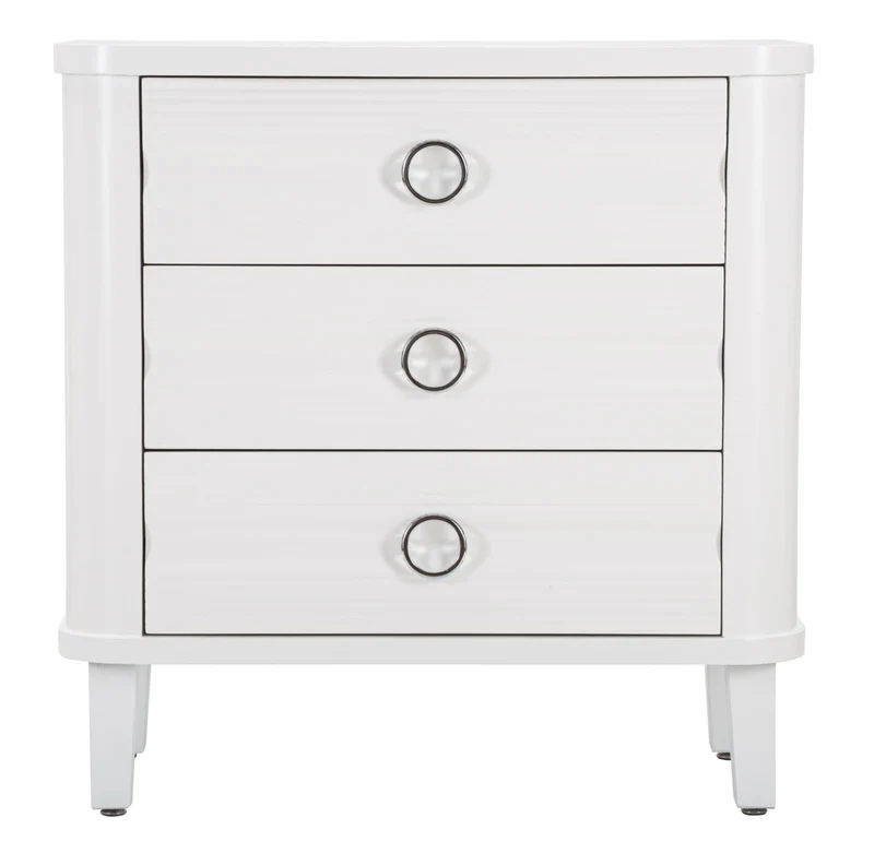 Cassettiera da camera comò 3 cassetti moderno in legno bianco cm 81x40x84h