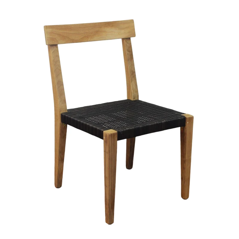 Sedia da giardino in teak con seduta intrecciata in corda - TORULMOND