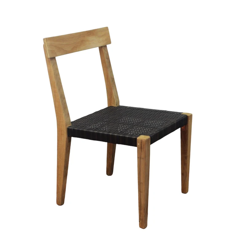 Sedia da giardino in teak con seduta intrecciata in corda - TORULMOND