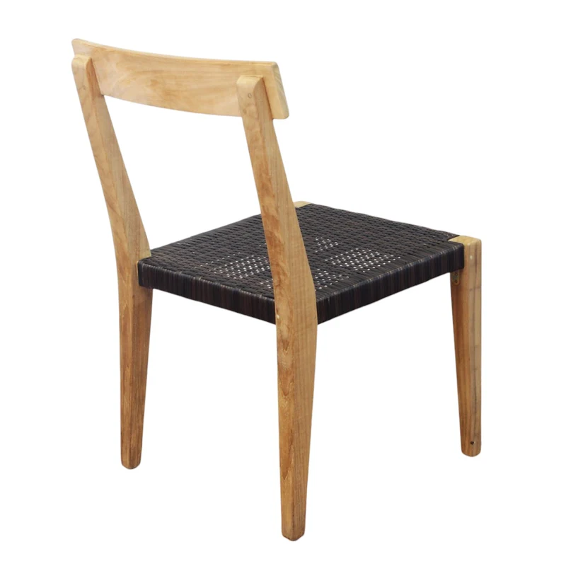 Sedia da giardino in teak con seduta intrecciata in corda - TORULMOND