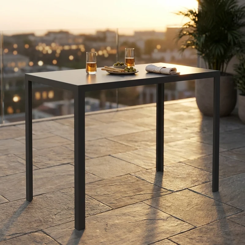 Tavolo alto da esterno in alluminio antracite 110x60x110 cm - ZELALIA