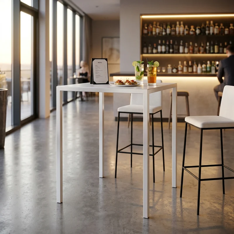 Tavolo alto da bar quadrato 90x90 cm altezza 110 bianco - ZELALIA