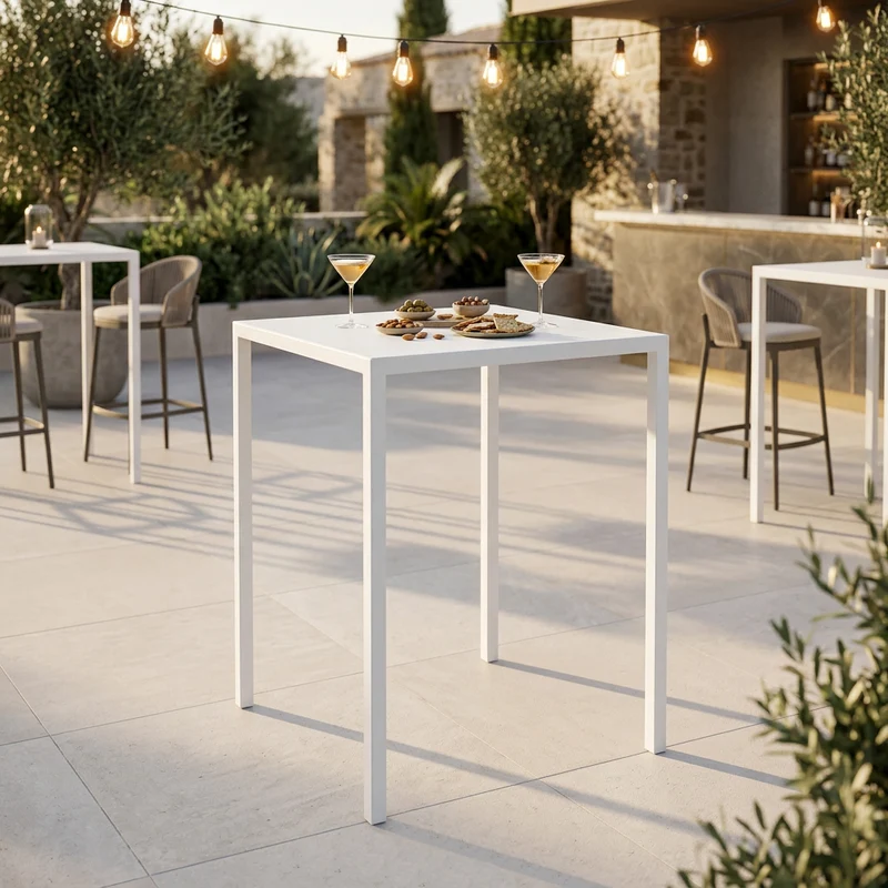 Tavolo alto da bar quadrato 90x90 cm altezza 110 bianco - ZELALIA