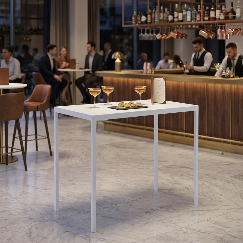 Tavolo alto da bar per esterno 60x80 cm bianco in alluminio - ZELALIA