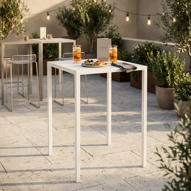 Tavolo bar alto da esterno in alluminio 70x70 cm - ZELALIA