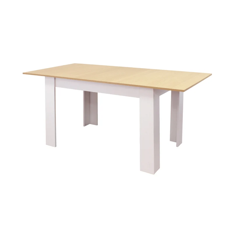 Tavolo allungabile in legno con piano rovere e gambe bianche - ISORTIS