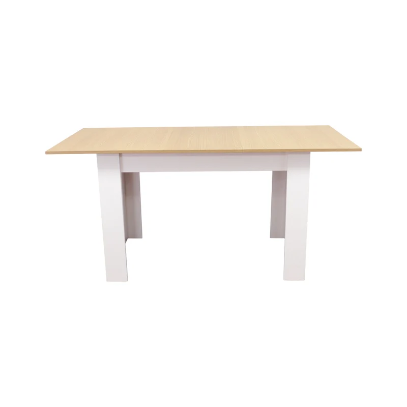 Tavolo allungabile in legno con piano rovere e gambe bianche - ISORTIS