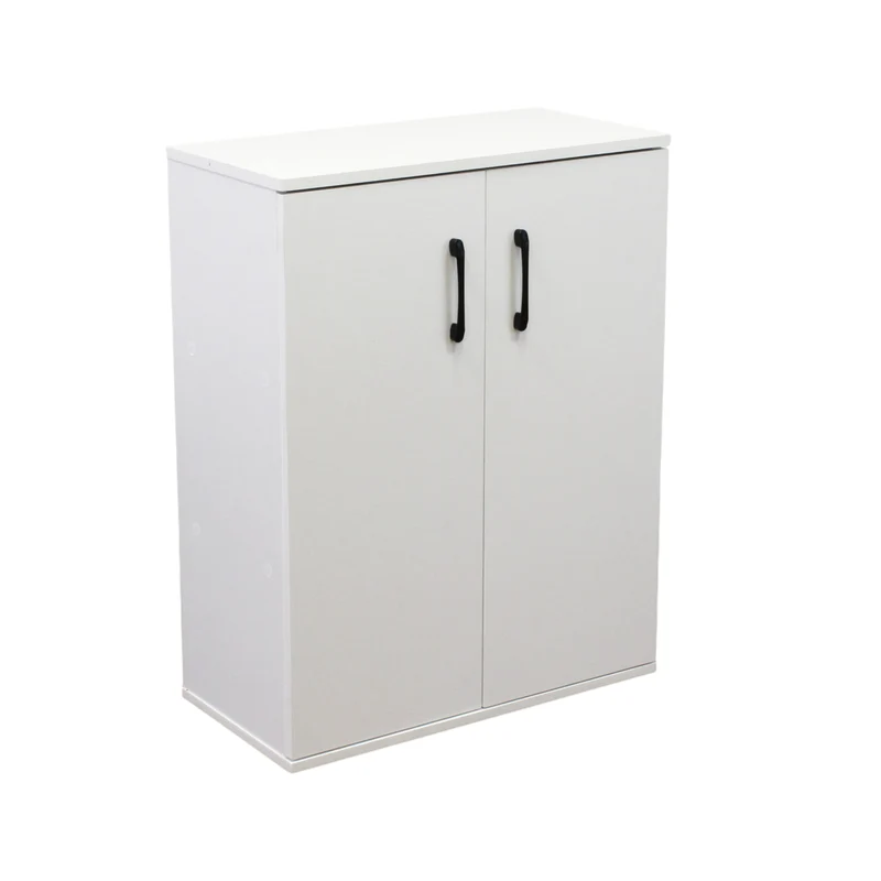 Credenza bassa in legno a 2 ante con maniglie nere 60x78 cm - RALINVEN