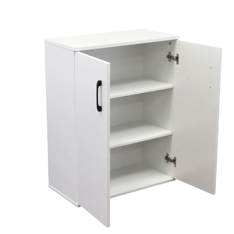 Credenza bassa in legno a 2 ante con maniglie nere 60x78 cm - RALINVEN