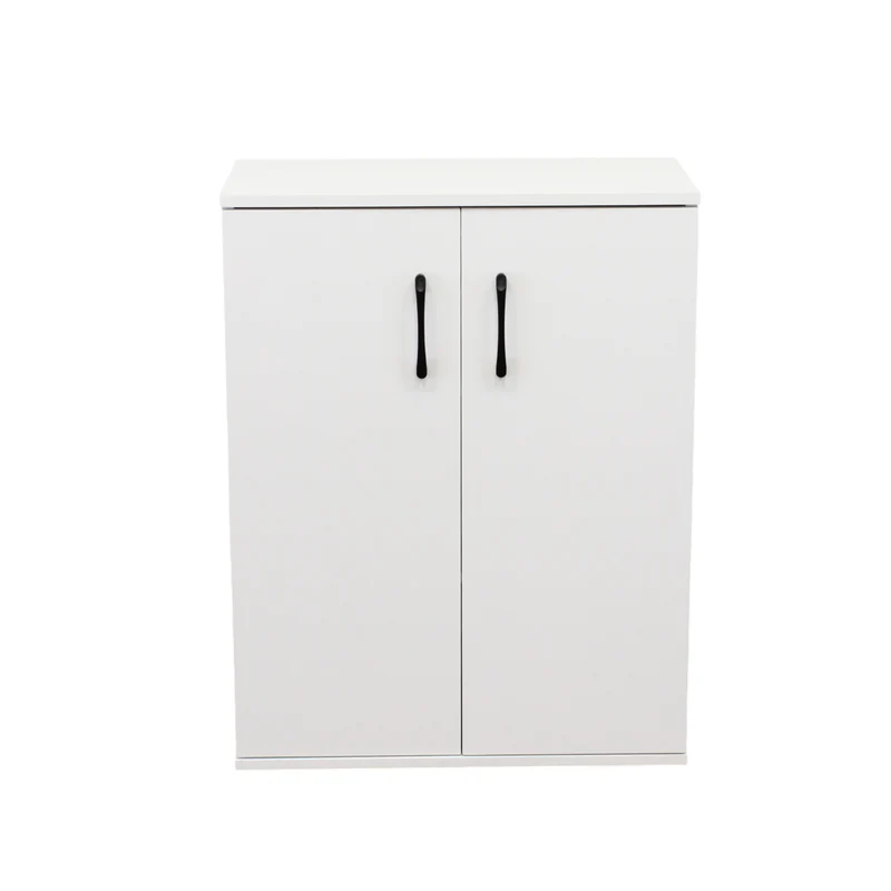 Credenza bassa in legno a 2 ante con maniglie nere 60x78 cm - RALINVEN