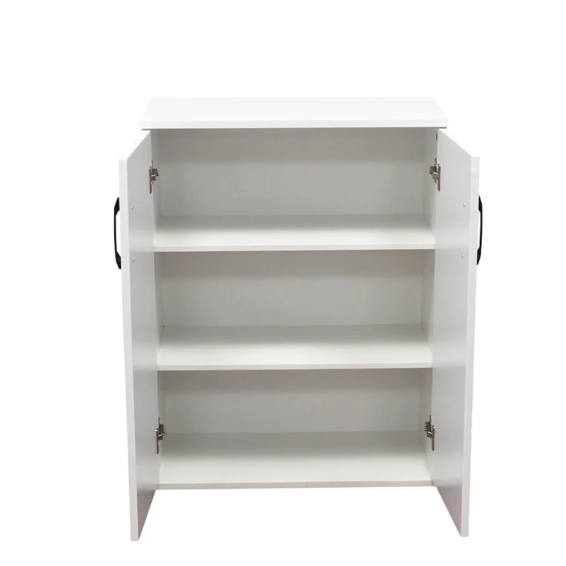 Credenza bassa in legno a 2 ante con maniglie nere 60x78 cm - RALINVEN